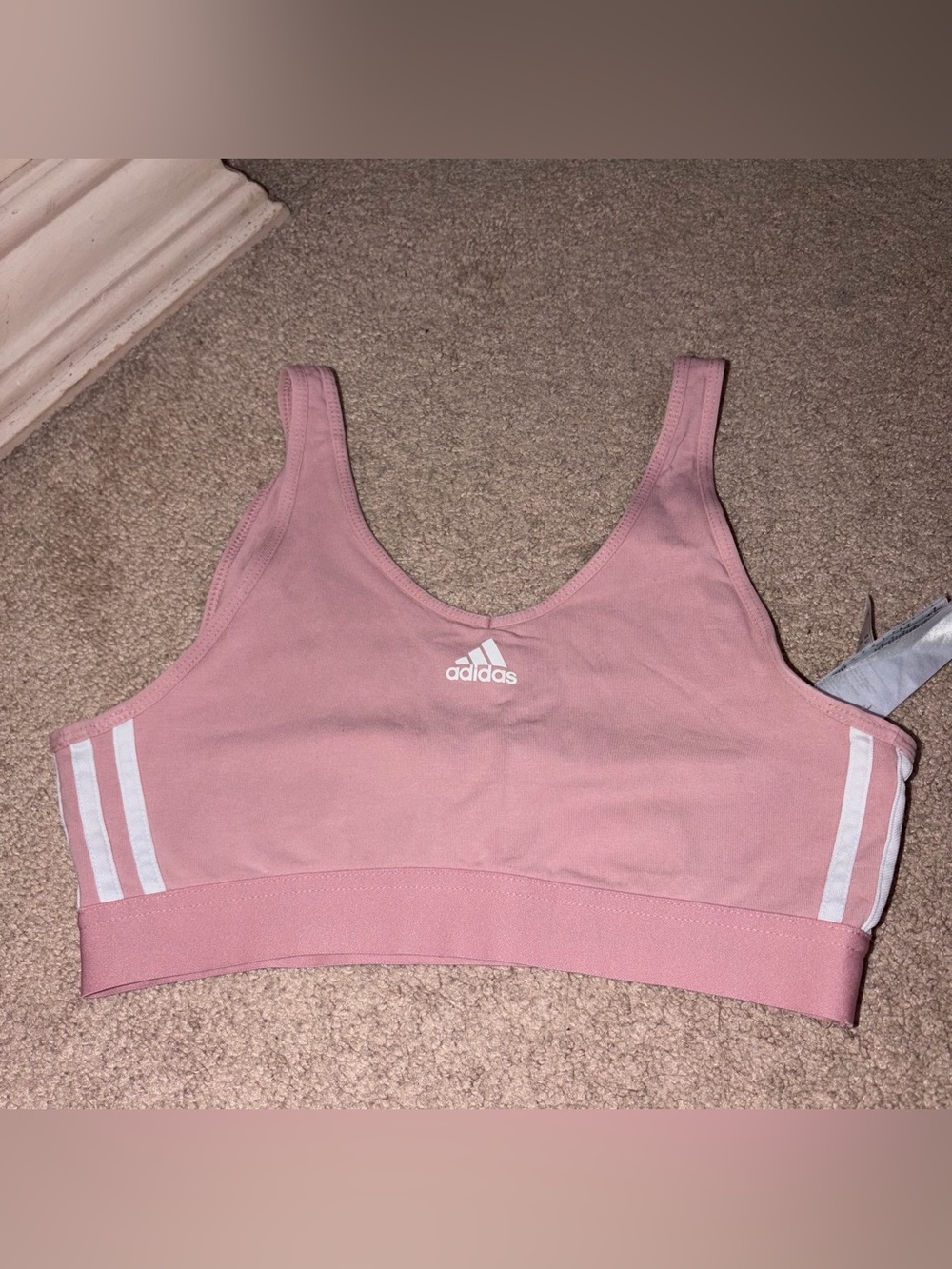 Adidas Pink Three Stripes Sports Bra